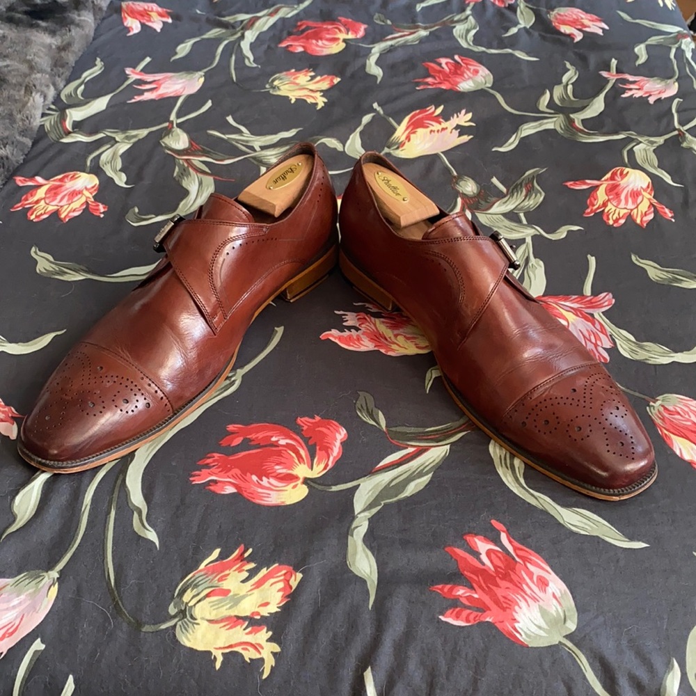 Dark tan Stacy Adams used wing tip
